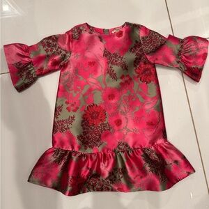 J. Crew Pink and Green Floral Kids Dress